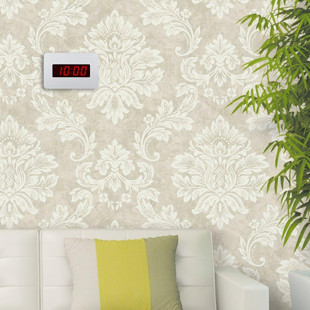 Digital Wall Clock Battery Operated with LED Display, Wall Clock with Backlight, Table-top, Alarm, Brightness Adjustable,12/24Hr