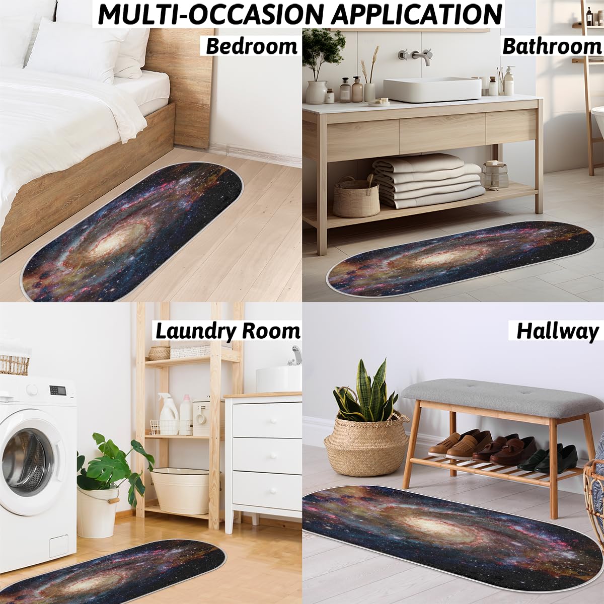 TropicalLife Cosmos galaktyka mgławica dywanik mata 50 x 120 cm, galaktyka długie włosy pogrubione dywaniki do pokoju kuchni domu łazienki wewnątrz antypoślizgowa mata podłogowa dywaniki