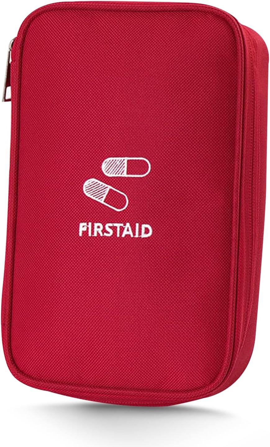 First Aid Bag Empty Medium, First Aid Kit Pouch Waterproof Travel Medicine Bag Portable Medical Organizer Pouch for Car Office or Outdoors (Red)