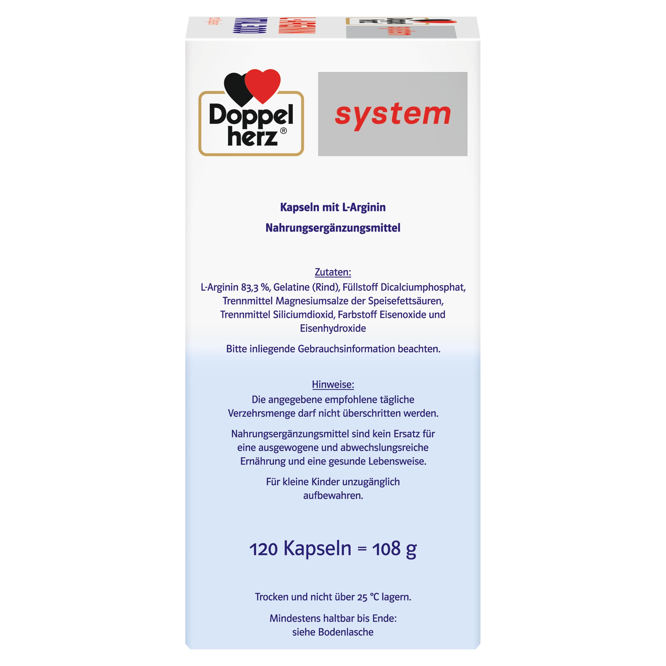 Doppelherz system L-ARGININ VITAL 3.000 – 750 mg L-Arginin pro Kapsel – Für den vitalen und aktiven Mann – 120 Kapseln 2er Pack