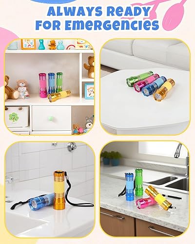 Miniatura 4 de Everbrite 4 mini linternas LED de aluminio, colores surtidos, con asa. Brilla en la oscuridad.