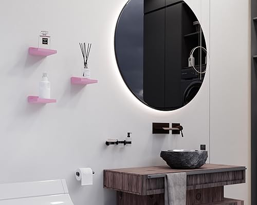 Miniatura 5 de Estantes flotantes pequeños, mini estantes colgantes, estante de pared de 5 pulgadas para baño, sala de estar, dormitorio, paquete de 3, con 2 tipos