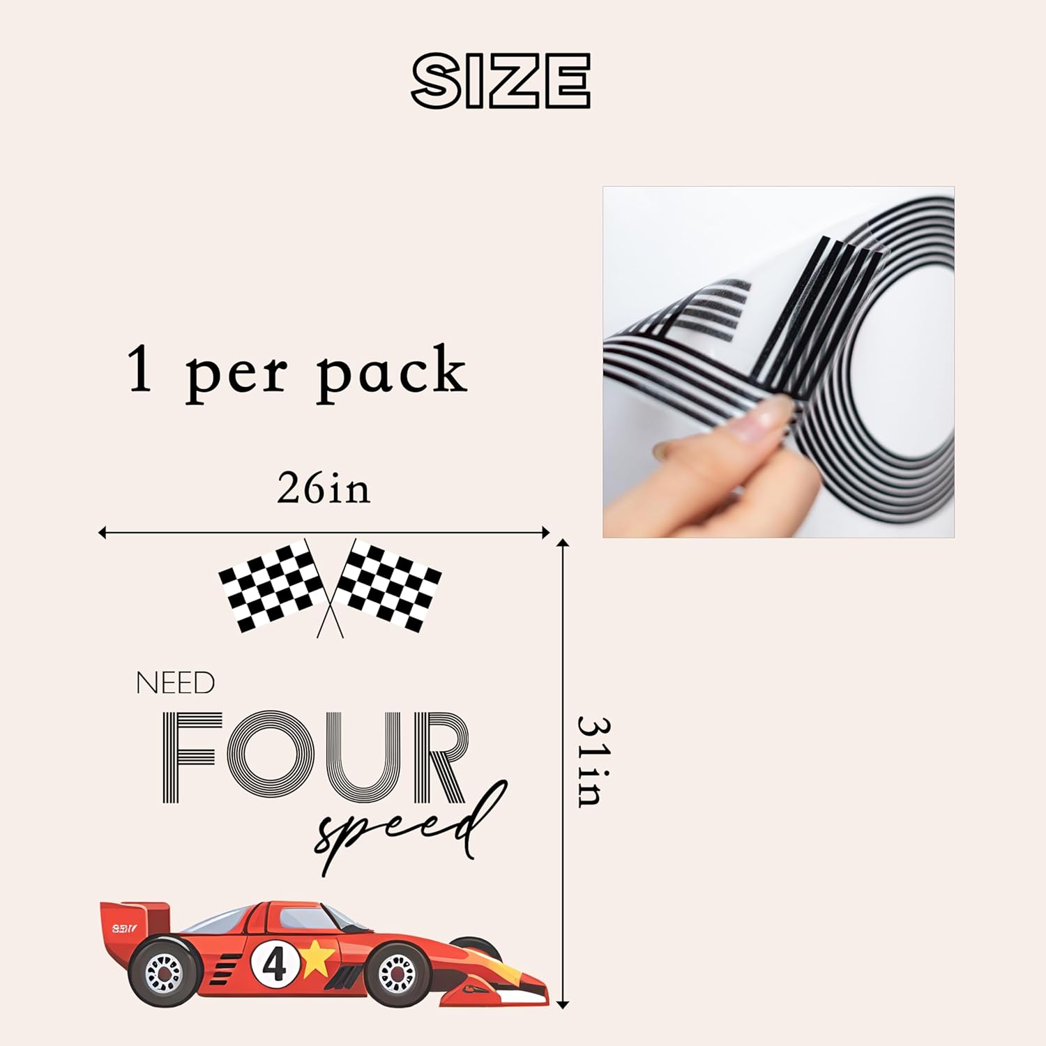 Need Four Speed Decals - Racing Birthday Party Decoration, 4th Birthday Racing Theme With Checkered Flag Sticker for Boys, Balloon Arch Decor (Need Four Speed 4 red) - Image 3