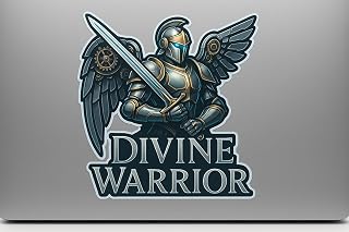 Archangel Michael Divine Warrior Sticker with Mechanical Wings and Glowing Armor Vinyl Decal for Laptop Car Window Bumper Truck AUTO Bottle Waterproof