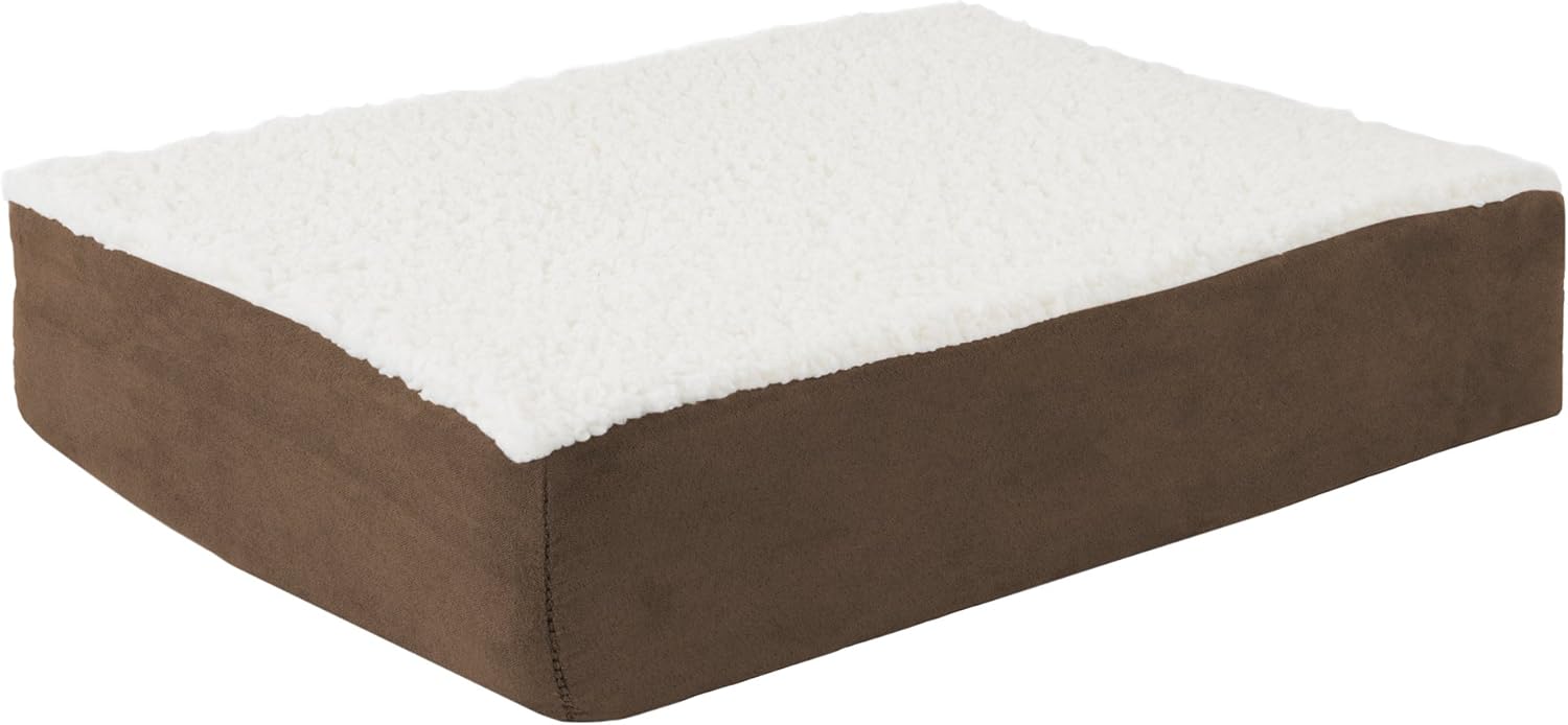 PETMAKER Orthopedic Dog Bed – 2-Layer Memory Foam Dog Bed with Machine Washable Sherpa Cover – 20x15 Dog Bed for Small Dogs up to 20lbs (Tan),Brown : Pet Supplies