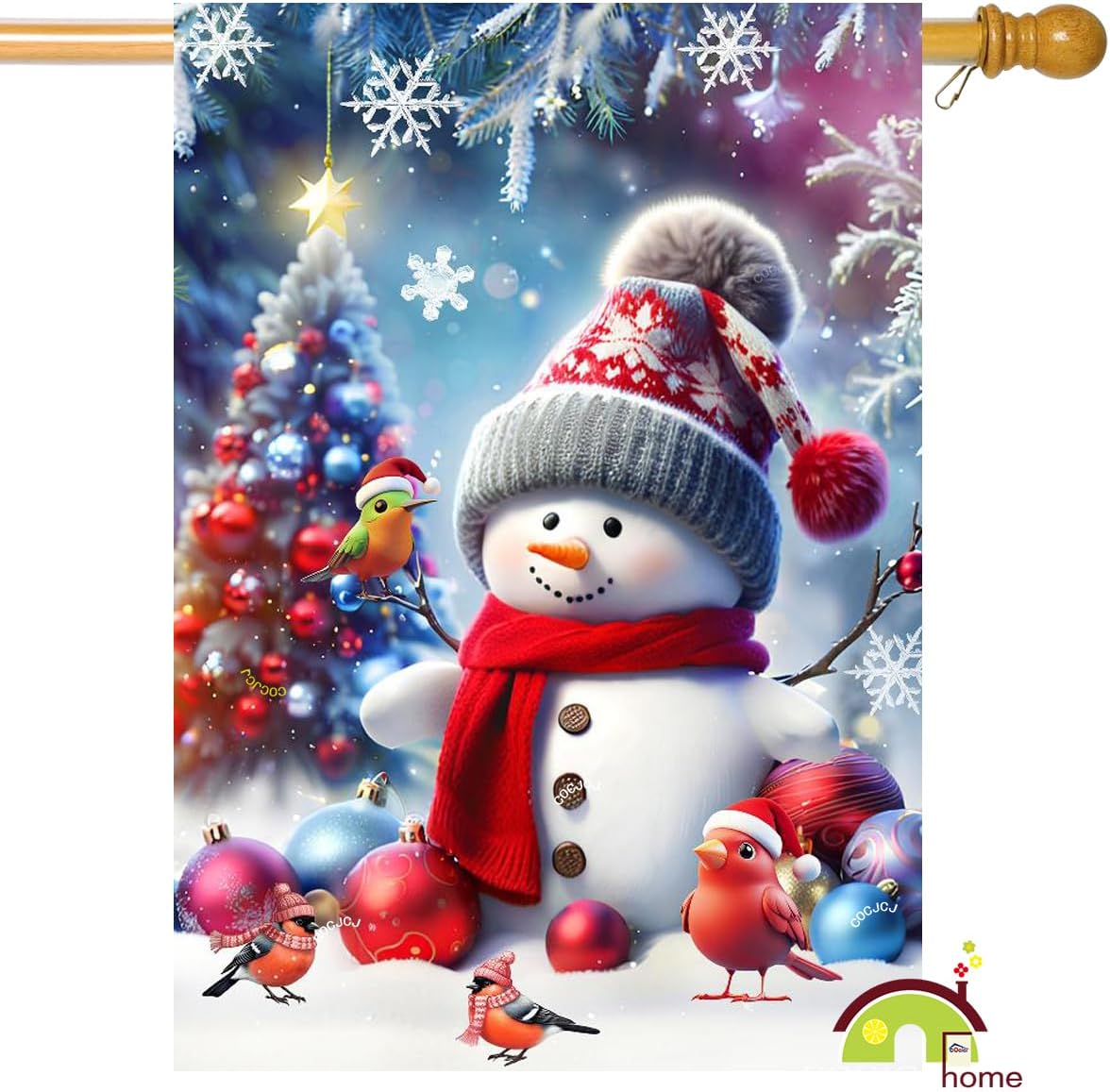 Winter Snowman Garden Flags 28X40 Double sided, Bird Christmas large outdoor flags holiday yard flags Outdoor Lawn Farmhouse Decoration