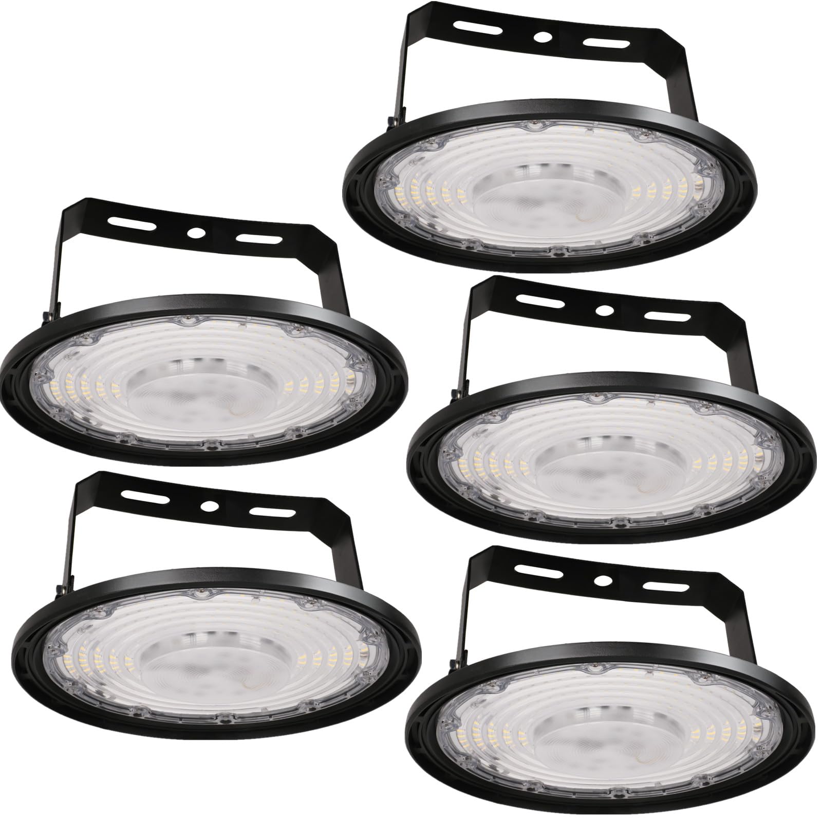 LED UFO Hallenbeleuchtung 200W, 5pcs Hallenstrahler LED High Bay Light 6500K Kaltweiß mit Ständer, UFO Industrielampe Strahler Werkstattbeleuchtung für Werkstätten und Fabrikhallen
