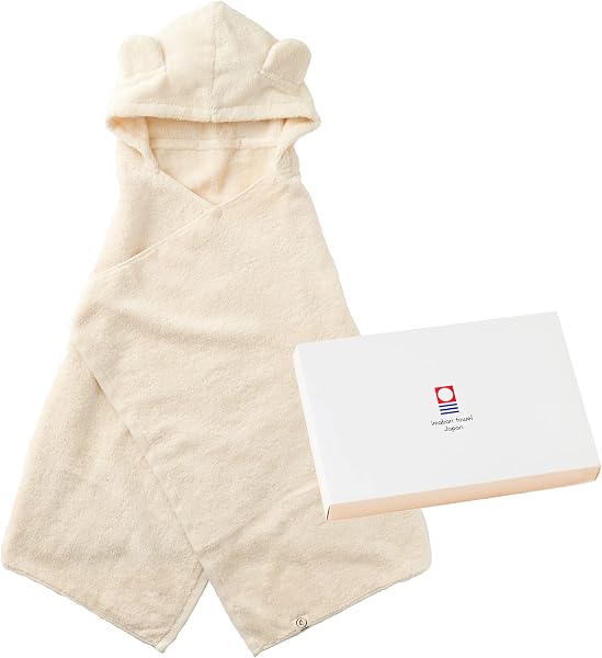 今治タオル imabari towel 出産祝い 日本製 ベビーバスローブ バスポンチョ ギフトセット (ナチュラル) - 1