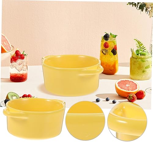 Miniatura 7 de Cabilock 1 tazón de sopa de cerámica de doble mango para pudín, postres, ensaladas, vajilla vibrante fácil de limpiar para servir y comer necesidades
