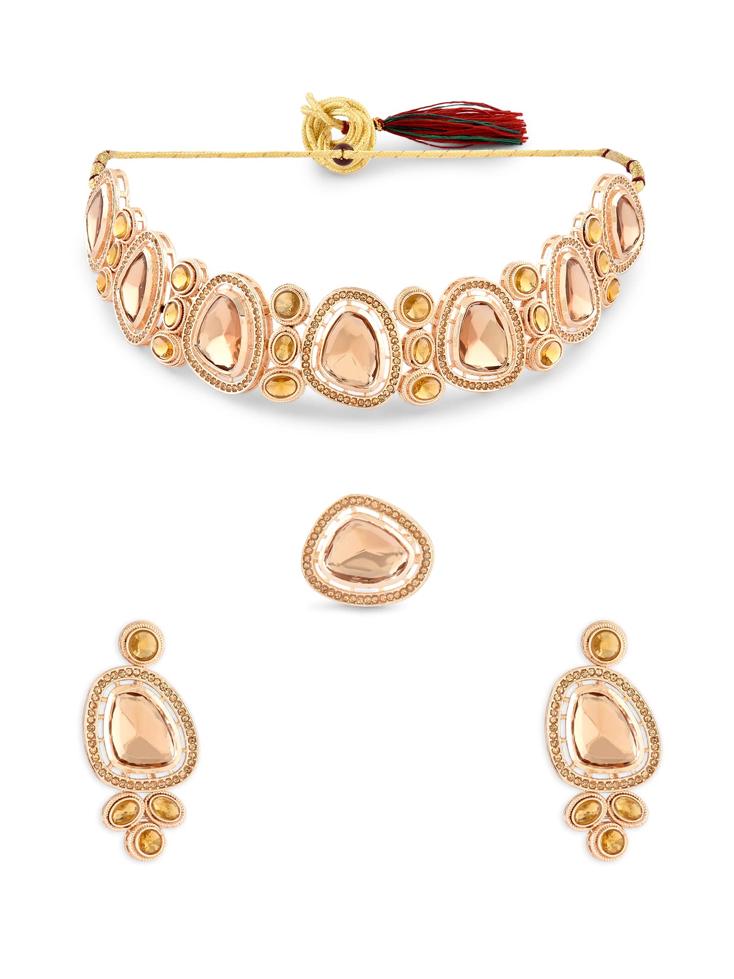 ZAVERI PEARLS Gold Tone Dazzling LCT Kundan & Austrian Diamonds Necklace Earring & Ring Set For Women-ZPFK16069 (B0C4H2ZPXC) Amazon Price History, Amazon Price Tracker