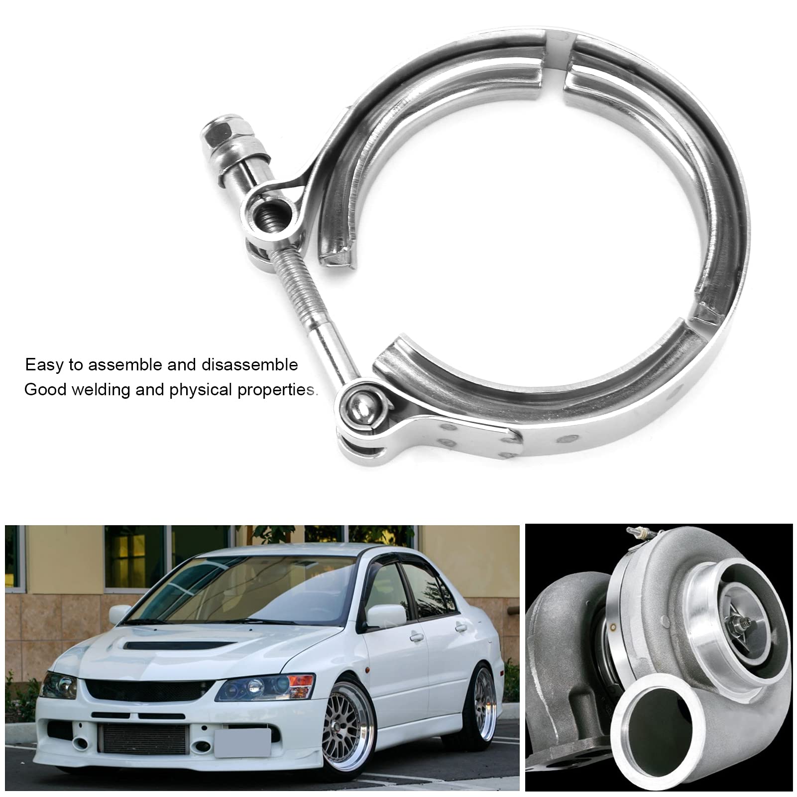 Morsetto a V per Tubo Scarico Auto, 3 Pollici, Acciaio Inossidabile, Universale per Turbocompressore, Fissaggio Sicuro e Resistente