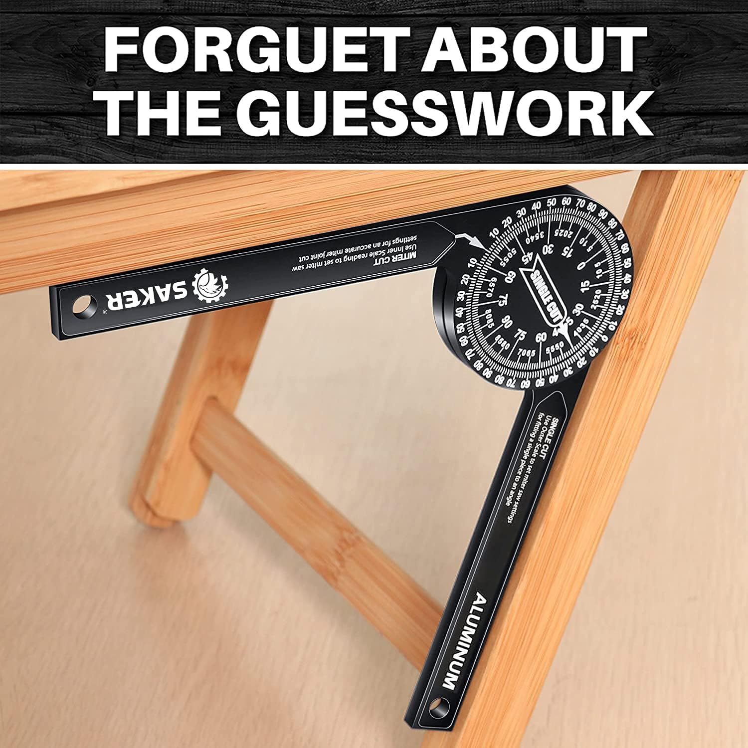 Saker Miter Saw Protractor|7-Inch Aluminum Protractor Angle Finder Featuring Precision Laser-Inside & Outside Miter Angle Finder for Carpenters, Plumbers and All Building Trades(2PCS)