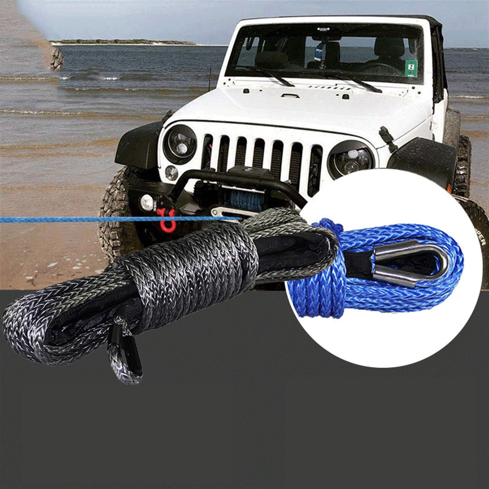 Winch Rope, 10mmx26m Winch Rope Car Strong Trailer Rope Rope ATV Traction Rope(Nero)