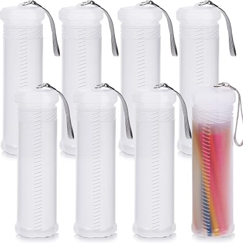 Gueevin 8 Pcs Extendable Plastic Brush Case Clear Paint Brush Tube Holder Storage Paintbrush Organizer Pencil Container Dustproof Watercolor Pen Container for Drawing Tools Makeup Artist Travel