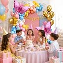 Pop The Party Butterfly Theme Birthday Party Decorations Set Of 72 Pcs with Multi Pastel Balloons, Foil Balloons, Butterfly Stickers for Wall, Birthday Decoration Kit for Girls, Garden Party Decor gallery image