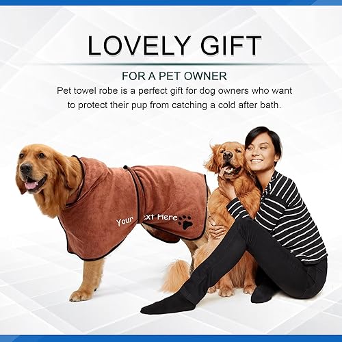 Miniatura 4 de Toalla de baño personalizada para perro con nombre y pata, batas de microfibra súper absorbente para después del baño, bata de baño para perros XS -