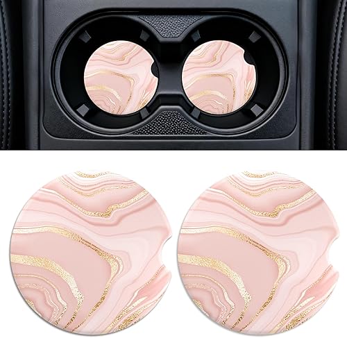 Miniatura 30 de Portavasos de cerámica para automóvil, paquete de 2 unidades, posavasos absorbentes antideslizantes de 2.56 pulgadas con base de corcho y muesca sea