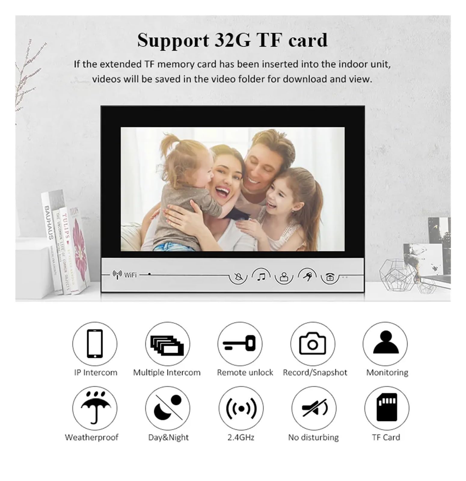 Inteligentny wideodomofon System wejściowy z 9-calowym ekranem, wideodomofonem Wi-Fi, zamkiem na hasło/odcisk palca, dzwonkiem do drzwi domowych domu, biura