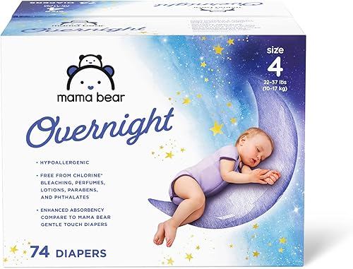 Marca Tienda  Mama Bear Pañales desechables para bebé, hipoalergénicos, protección nocturna, talla 4 (74 unidades), color blanco