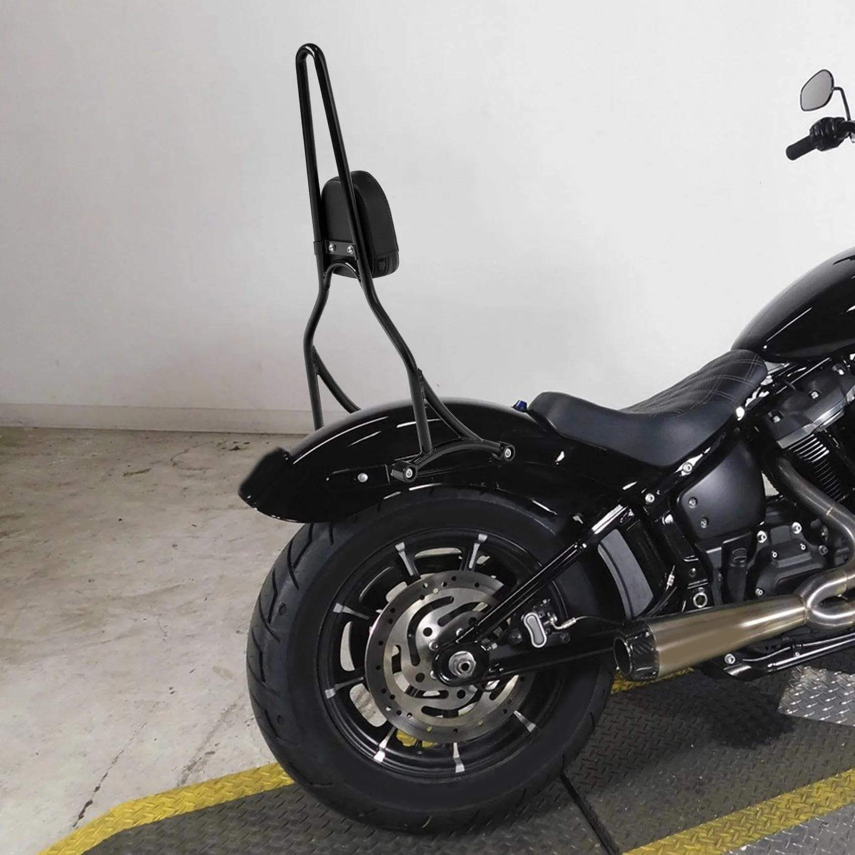 Schienale Passeggero Sissy Bar Alto per H&Arley Street Bob 2018 2019 2020 2021 2022 Moto Nero Lucido