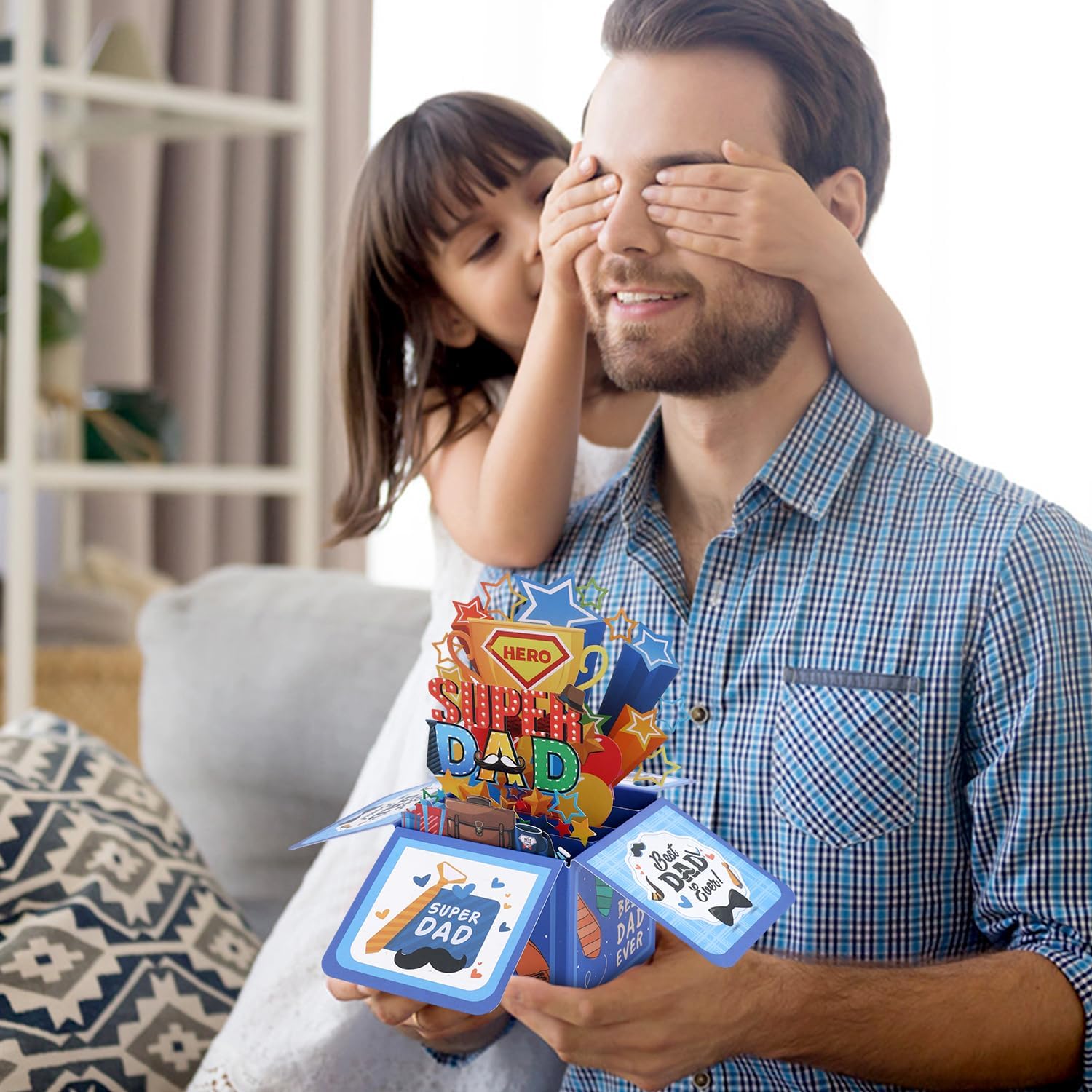 3D Super Dad Pop Up Card, Creative Gift Box with Envelope Message Card Perfect Greeting for Fathers Stepdads Grandfathers and Special Men in Your Life - Image 7