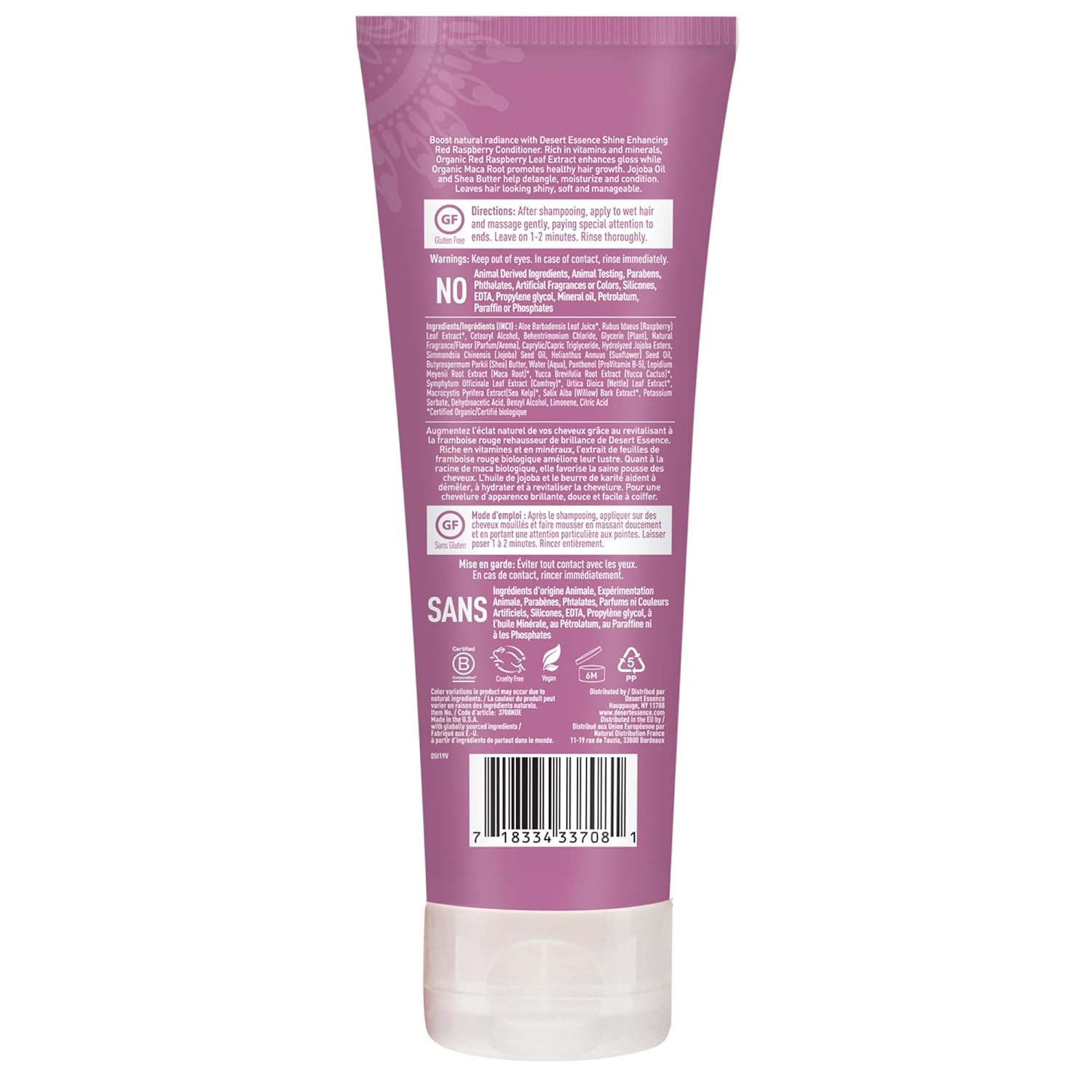 Desert Essence Red Raspberry Shampoo and Conditioner Bundle With Aloe Leaf Juice, Jojoba, Vitamin B-5 and Shea Butter, 8 fl. oz. and 8 fl. oz. Each