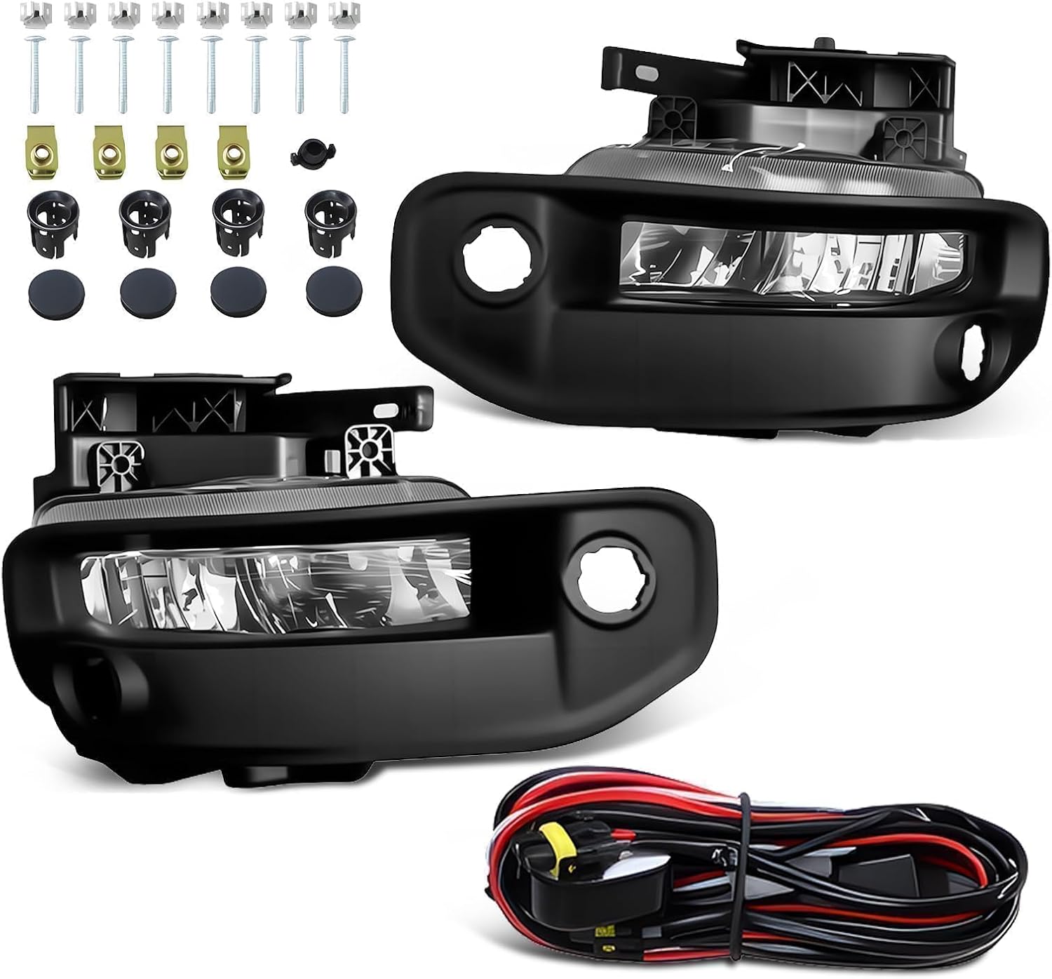 Fog Light Compatible with 2019 2020 2021 2022 RAM 1500 Front Bumper Driving Lamp Assembly w/Clear Lens & Wire Harness Kit CH2592158 CH2593158 Not Halogen Left and Right Side