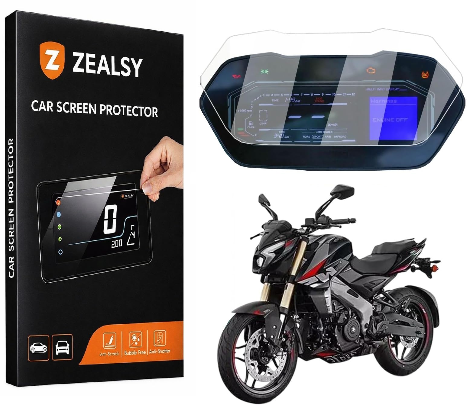 Screen Guard for Bajaj Pulsar NS400Z – 9H Scratch Resistant Screen Shield | Shatter-Proof, Ultra-Clear & Dust-Proof Digital Console Protector (1 Pack)-image-43