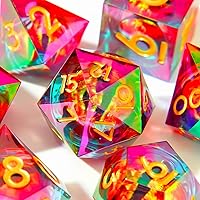 Vista 19 de YEMEKO Beholder's Dargon Eye DND - Juego de dados de ojo de gato con núcleo líquido, borde afilado, hechos a mano para Dungeons and Dragons Ttrpg