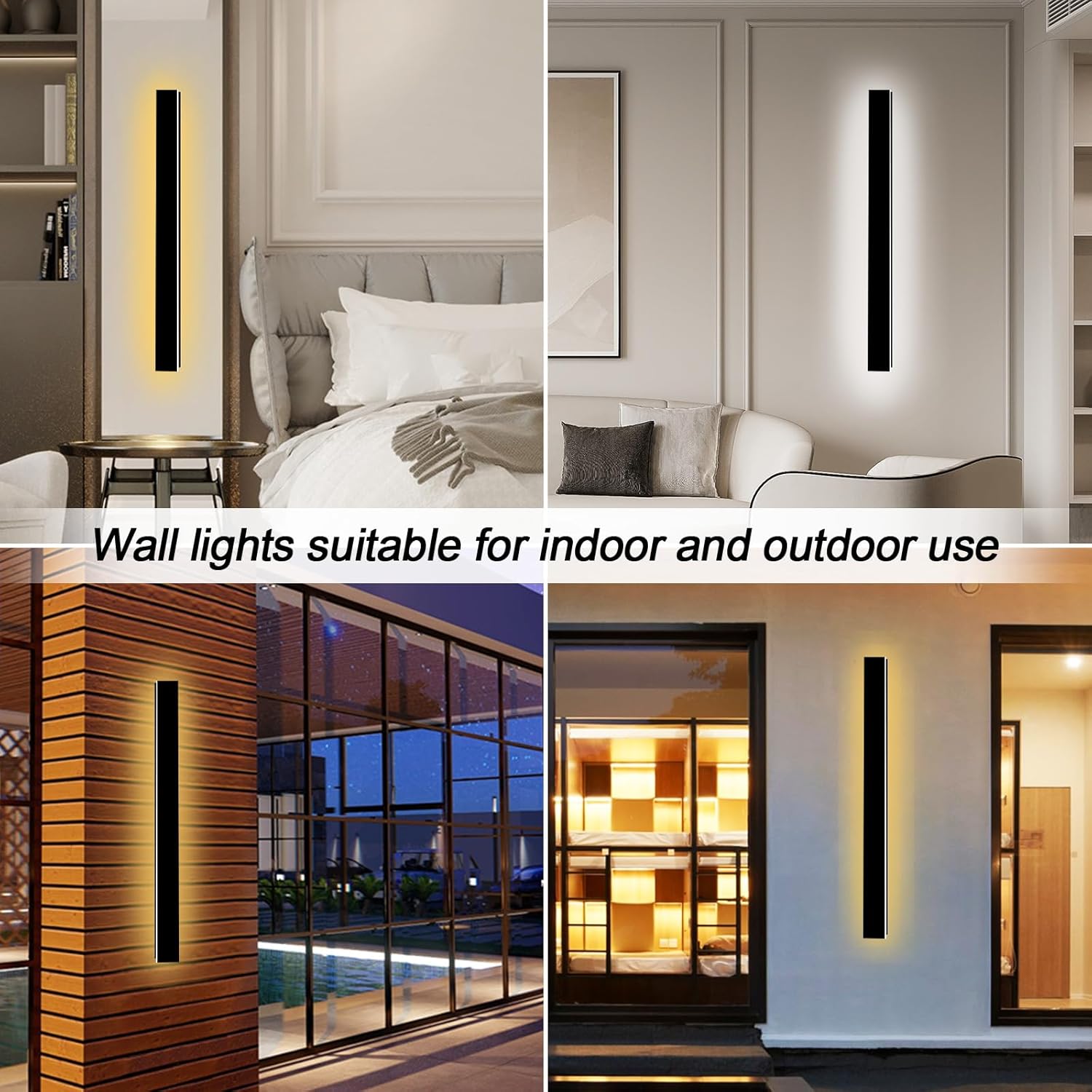 47.24 in Modern Outdoor Wall Light LED 2700K-6500K Dimmable Long Wall Lighting Exterior Light Fixture IP65 Waterproof Wall Lamps, Black Wall Sconce for Garage, House