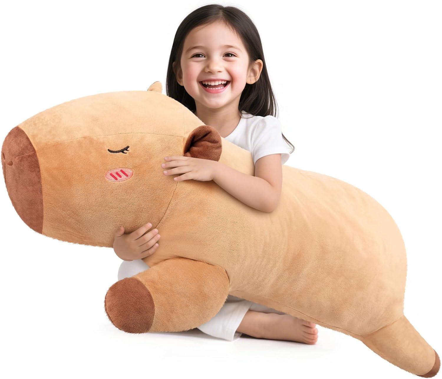 SuzziPals 43 inch Giant Capybara Plush, Lifelike Giant Stuffed Animal for Stress Relief & Companion, Extra Soft Plush Big Plushies Hugging Plush, Jumbo Capybara Gifts