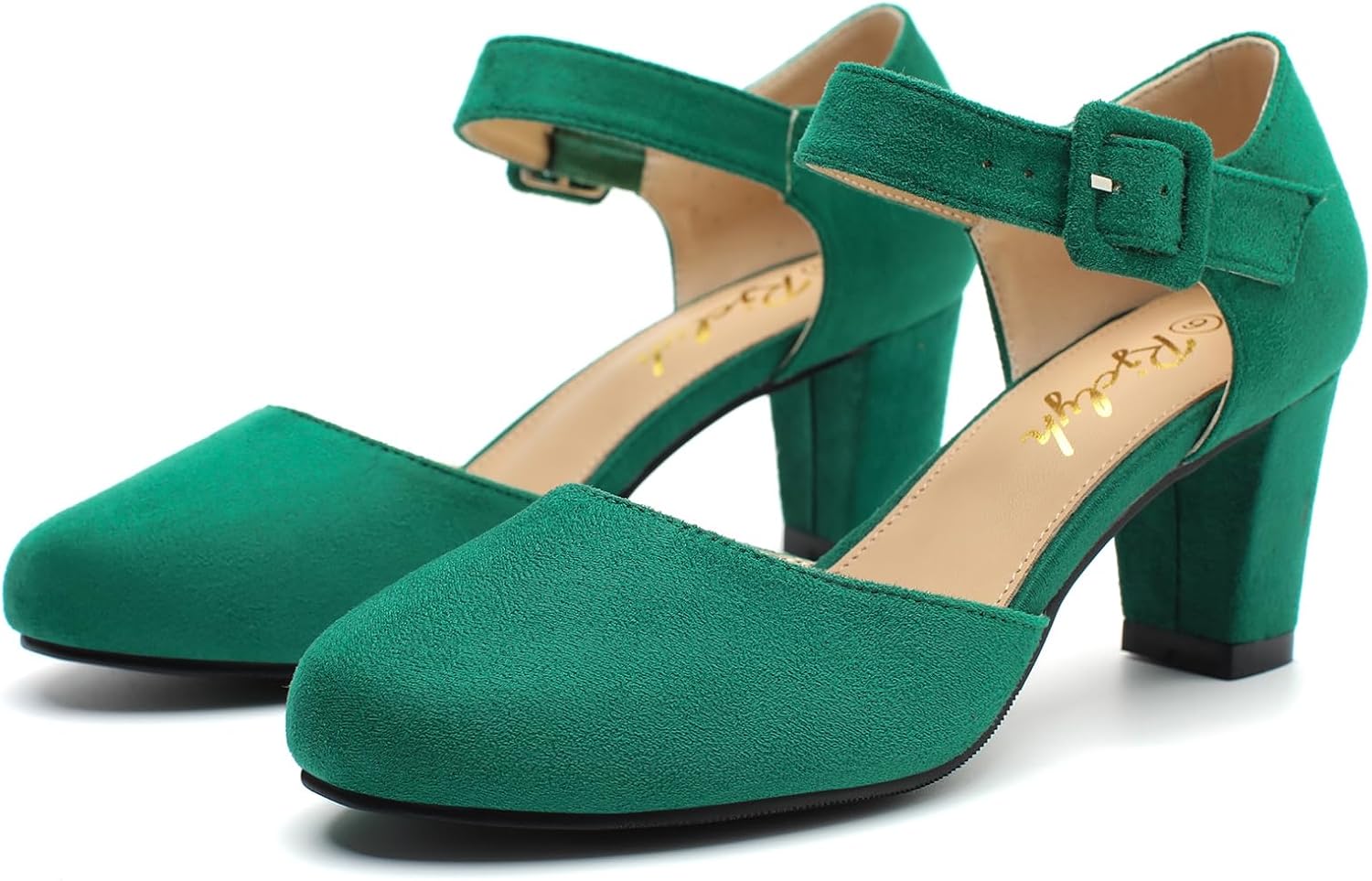 Women's Pumps Closed Toe Block Heel, Comfortable Chunky Mary Jane Dress Shoes with Ankle Strap for Office Wedding Party