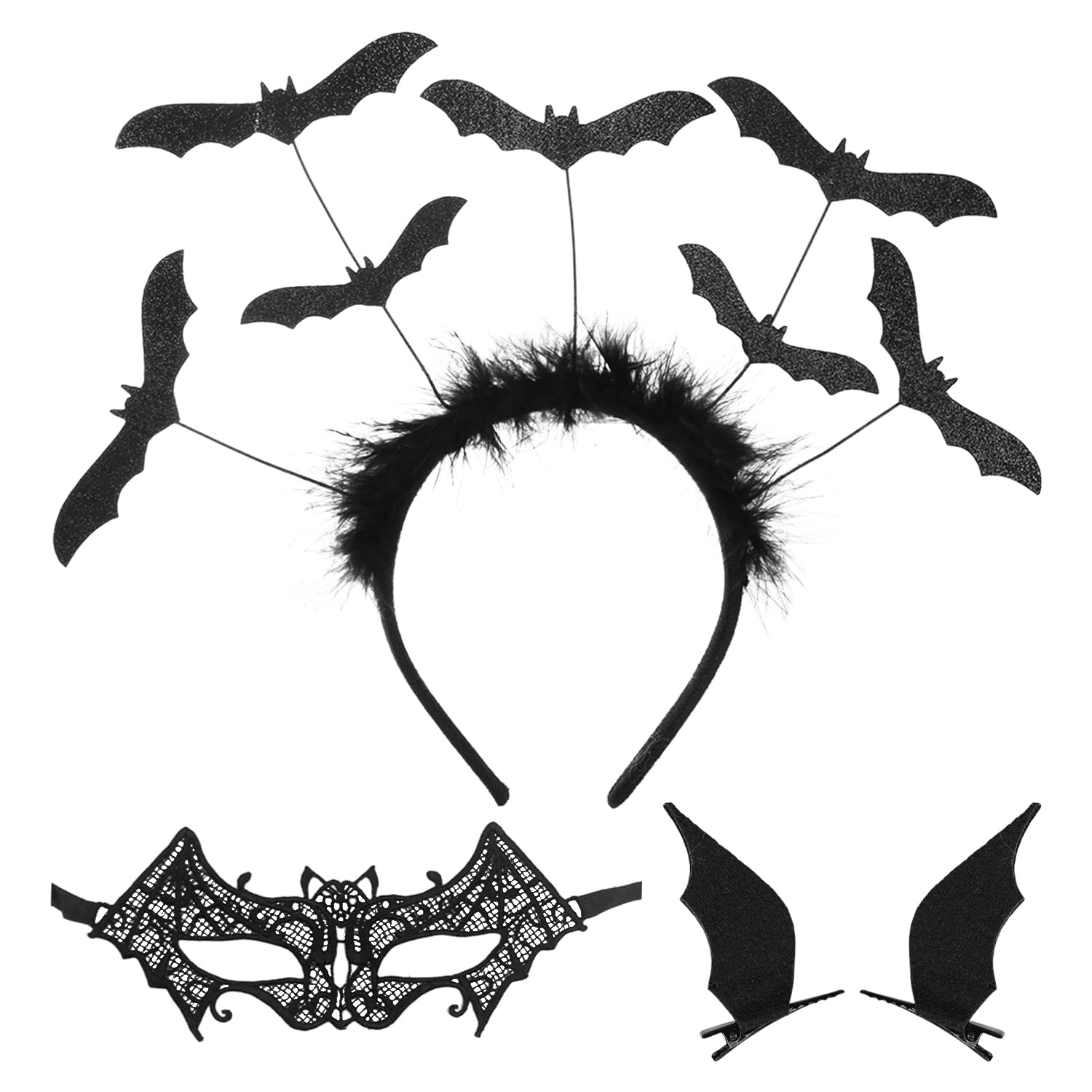 Tvsvkwe Black 1 Headband, 1 Eye Mask, 1 Pair Of Hairpins, Bat Role-Playing Props, Sexy Fashion, Costume Accessories.