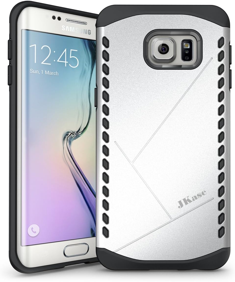 JKaseCANVAS Slim Protective Dual Layer Armor Case Cover Galaxy S6 Edge Plus / S6 Edge+ (Silver)