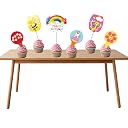 TOYXE Rainbow Theme Cake Topper Pack of 7 Pcs gallery image