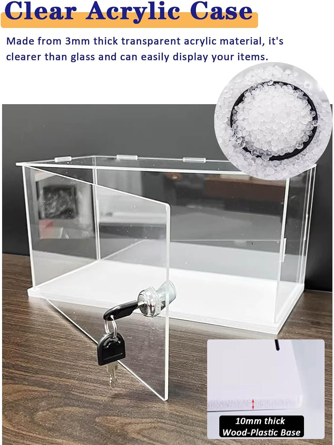 High Acrylic Display Box with Lock - Clear Dust Cover Showcase for Mini Figures, Countertop Display Case (10x10x30cm) - Perfect for Collectibles and Toys image 3