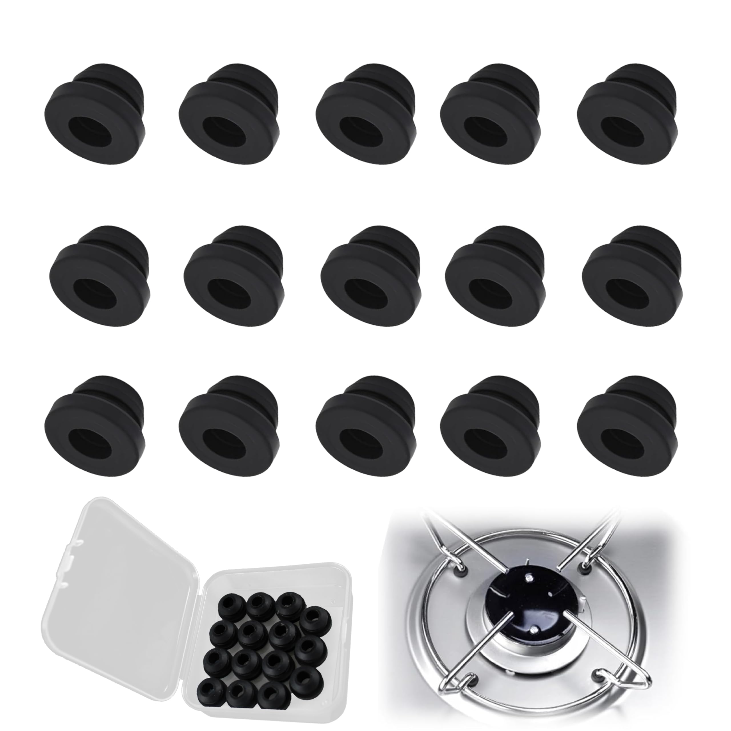 LEBOKJ 15 Stück Gummidurchführungen,Topfträgergummis Wohnmobil-Kochfeld Zubehör Gummitüllen rostgummifüße Gummitüllen für Topfstützen mit 5mm Stäben Kompatibel mit Dometic, Smev und Thetford