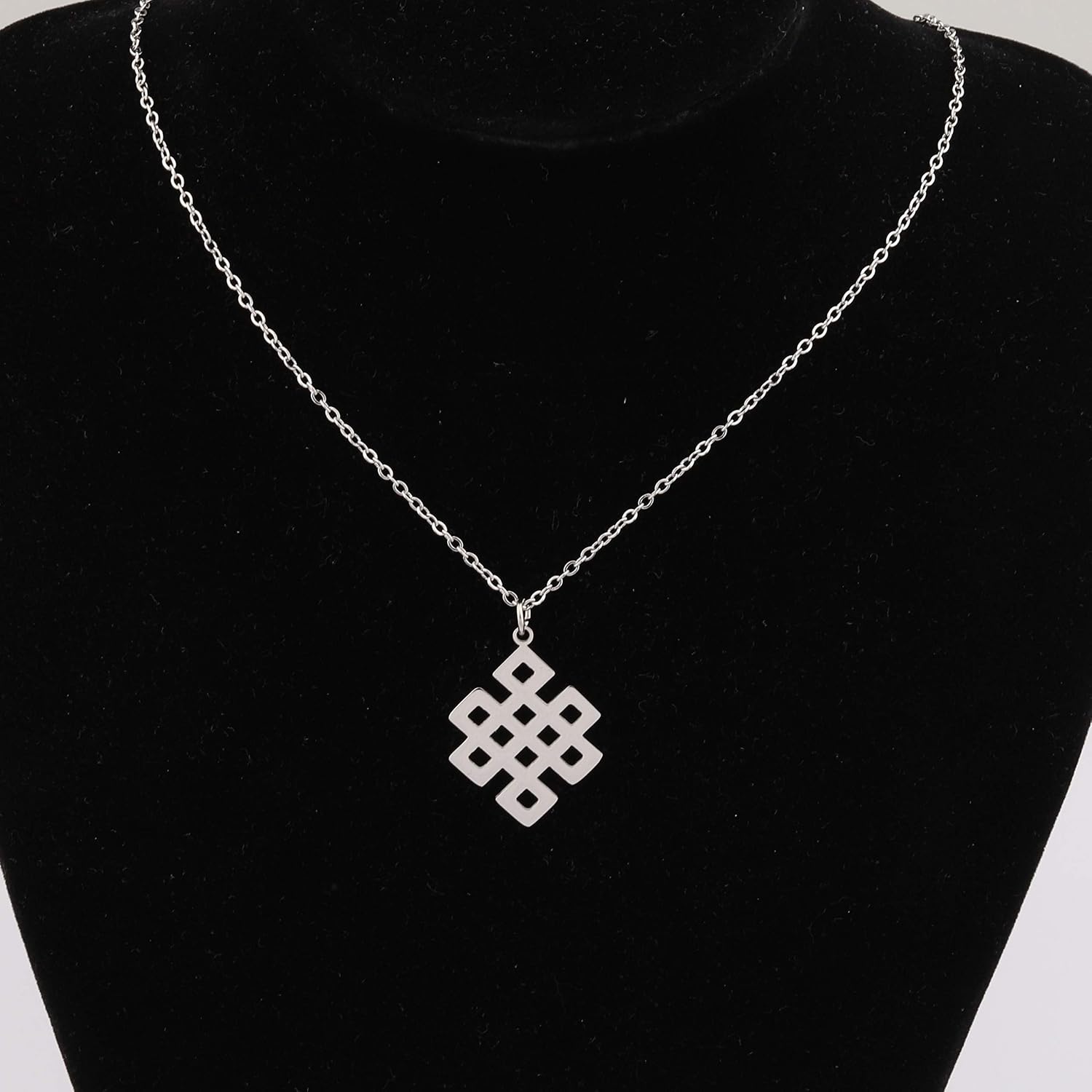 LBSBO Endless Knot Necklace Stainless Steel Buddhist Knot Necklace Infinity Knot Necklace Yoga Necklace
