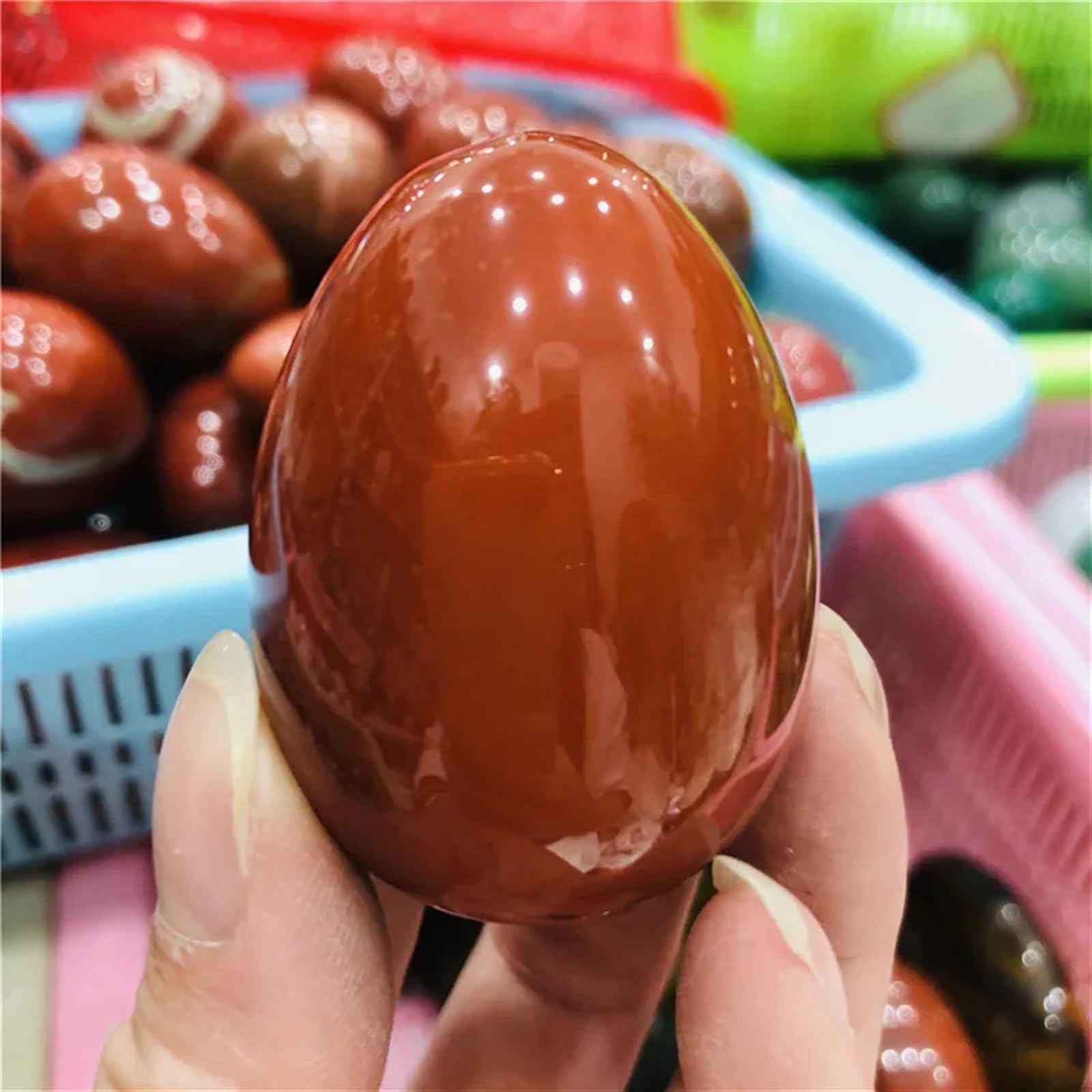 PKNVKZIDK Red Jasper Egg-Shaped Stone Crystal Ornaments Series Home Decor
