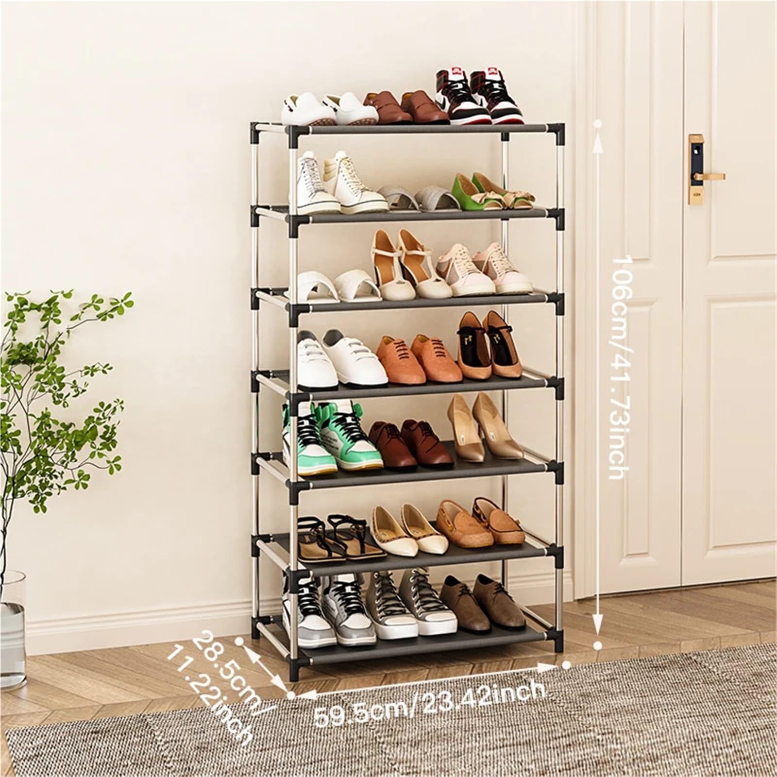 Simple Metal Shoe Rack Stand Holder Black Living Room