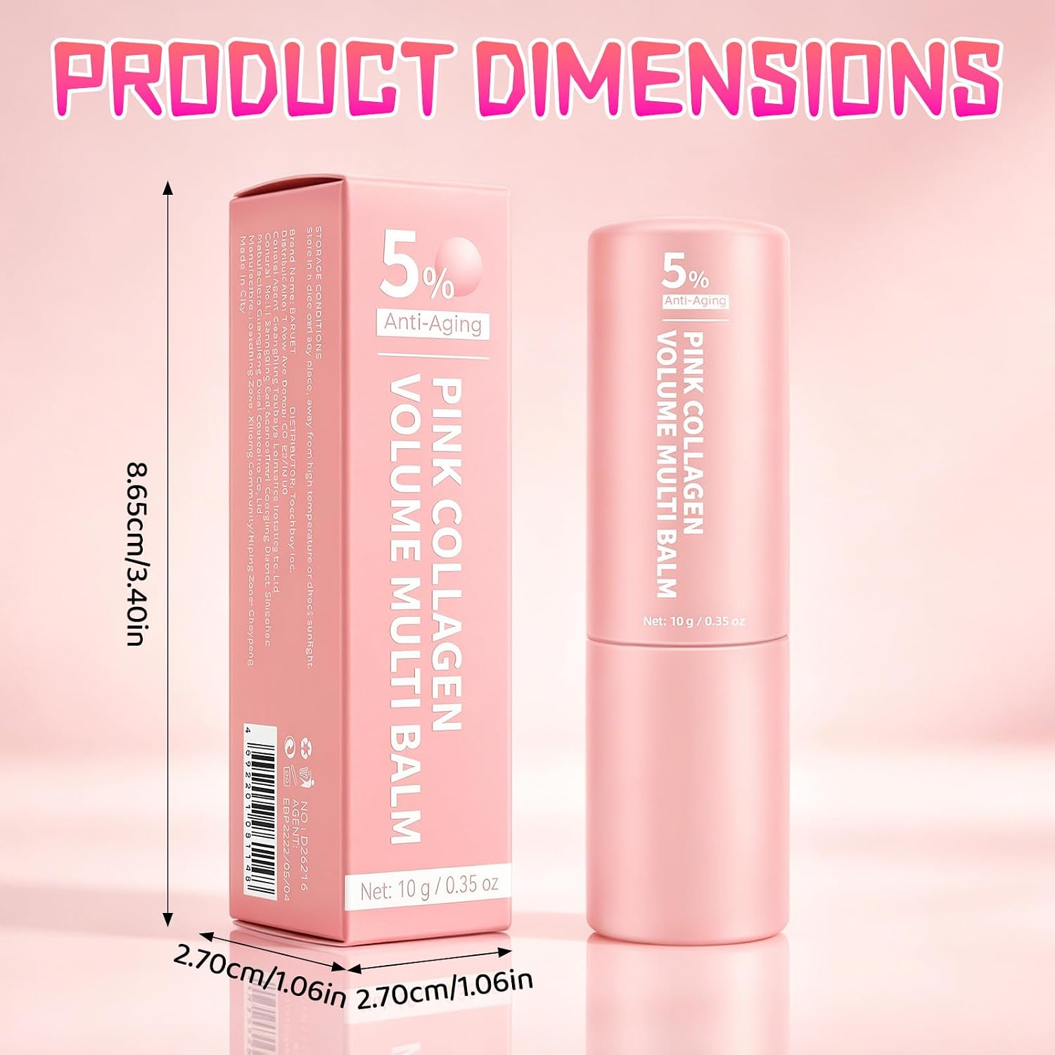 PDRN Pink Collagen Volume Multi Balm Stick – All-in-One Hydrating Wrinkle Stick for Face, Under Eyes, Lips, Neck & Smile Lines, Plumping & Firming Collagen Balm with Volufiline, Beauty Skincare(2Pack)