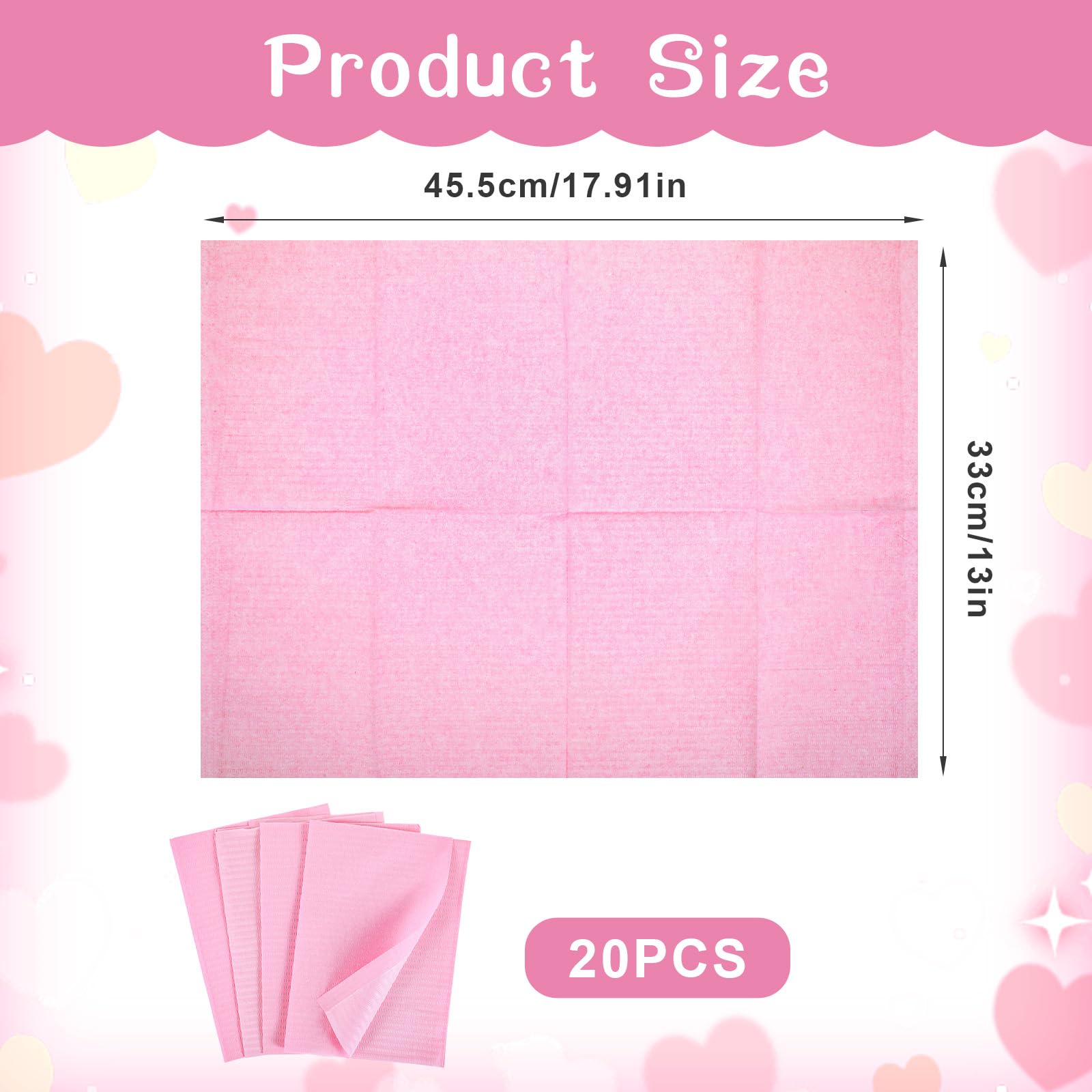 Oruola 20pcs Disposable Nail Mat,Pink Nail Art Table Mats,Waterproof Nails Desk Mat for Manicurists,Nails Table Manicure Tables Pads,Also Use to be Dental Bibs or Tattoo Tables Mats - Image 2