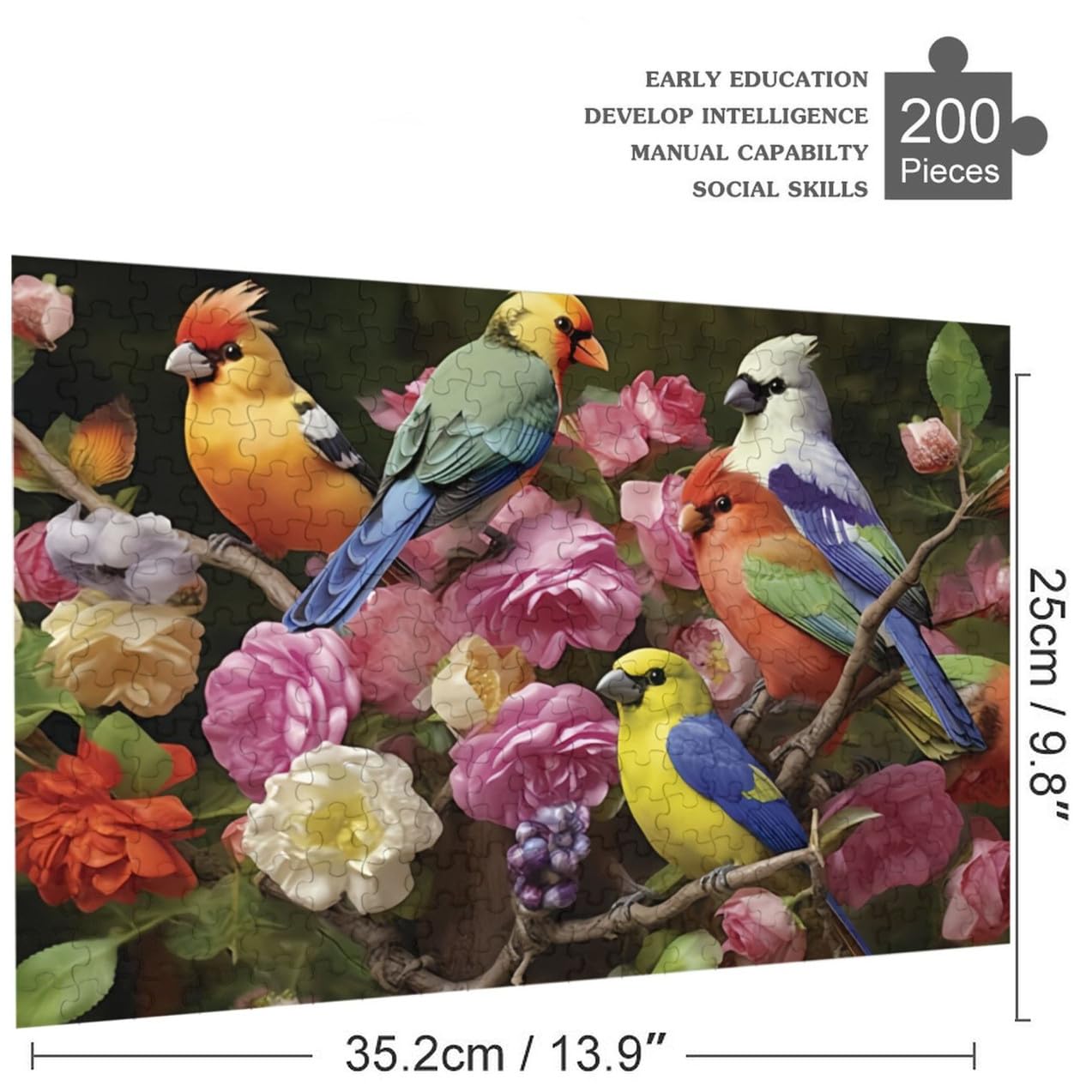 Jigsaw Puzzles 200 Pieces Wooden Adults Puzzles Pink Rose Flower Valentine Day Gift Formation Wooden Gift For Mom Family Friend Home Decor Wall Art 13.9'' X 9.8