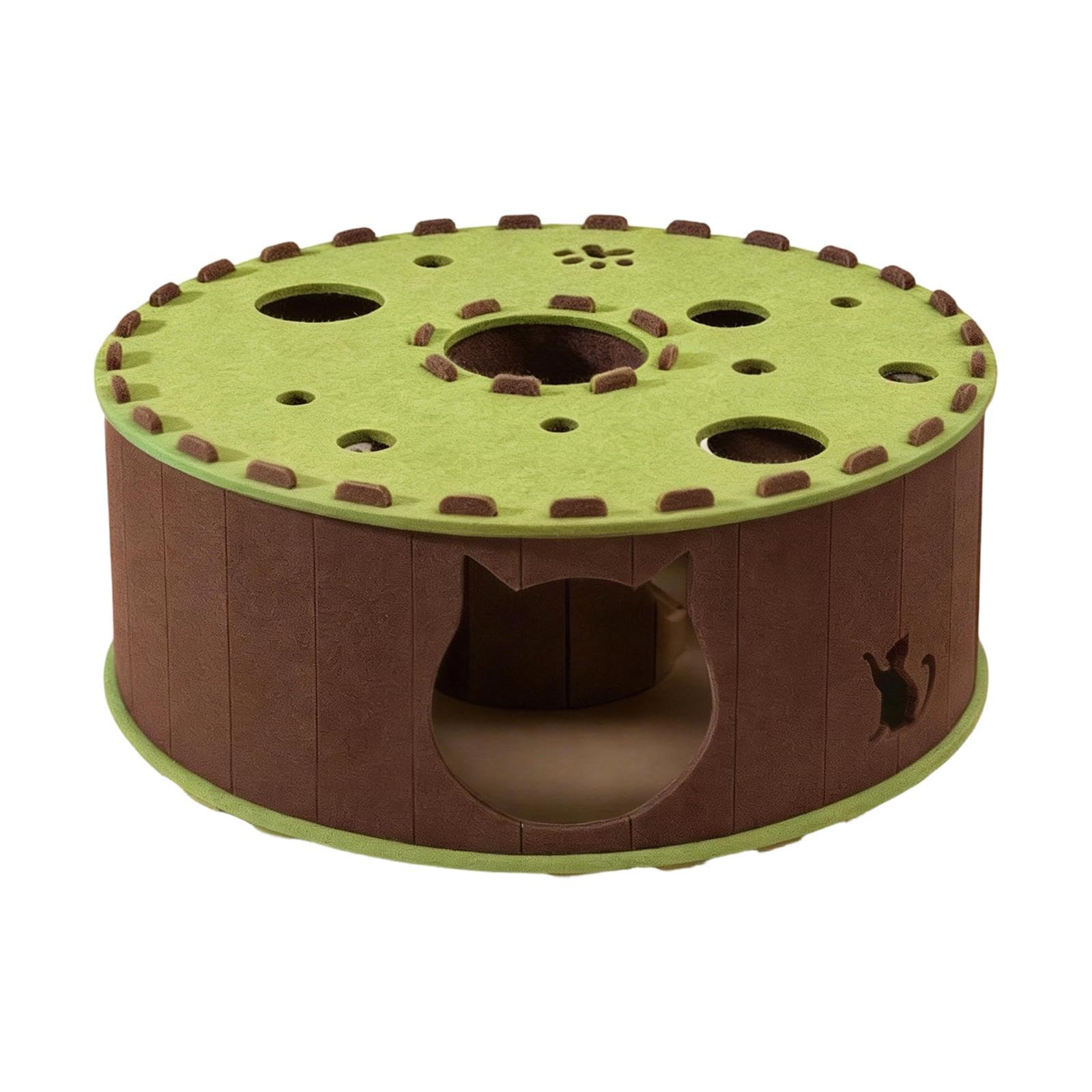 Tunnel pour Chat Tube de Jeu Interactif Lit Chaud Abri Feutre Portable Centre D'Activité Autonome pour Animaux de Compagnie Adapté à l'exercice Au Jeu, Vert