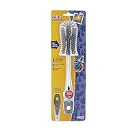 Vista 6 de Nuby Botella de cerdas de silicona suave antiarañazos y cepillo para pezones con mango en bucle, aguamarina