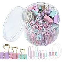 350 Pcs Paper Clips Assorted Sizes, Colored Binder Clip Paper Clamps Office Clips Set Push Pins Rubber Bands Teacher Supplies for Classroom Office Easter Gifts