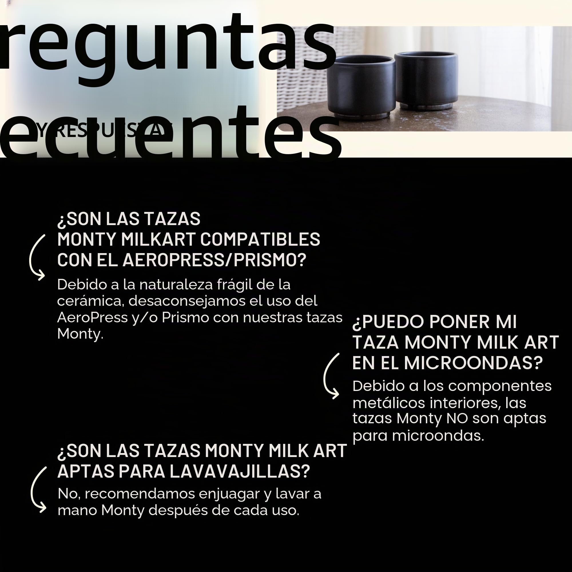 Fellow Monty | Tazas de espresso para arte latte | Demitazas de cerámica, pequeñas, de doble pared | Negro mate con base de grafito | Tazas de 90 ml (juego de 2)