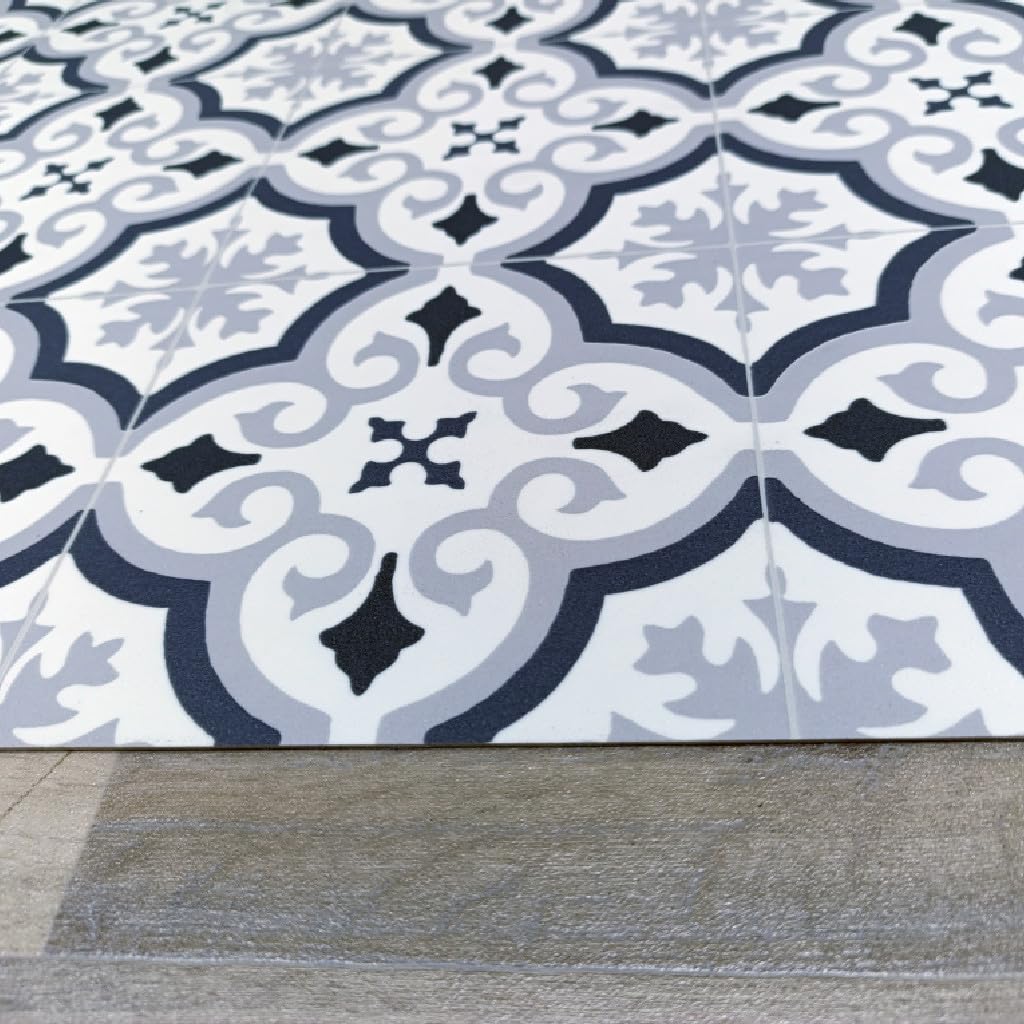 Alfombra Vinílica Hidráulica, Distintos Tamaños, Elegante, Diseño y Resistencia para Tu Espacio,Cocina, salón Comedor, Suelo PVC (80X200 CM, Estrella Gris)