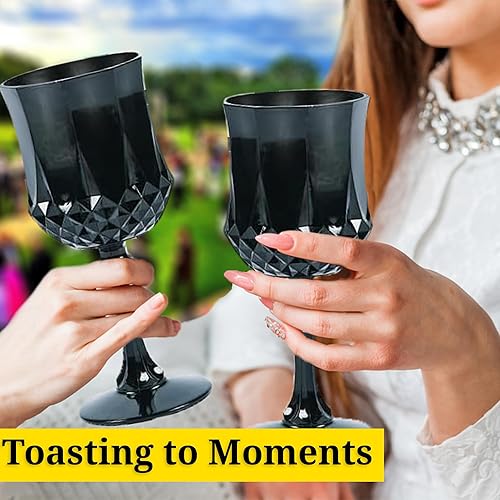 Miniatura 4 de Fun Express Copas de vino de plástico con patrón negro a granel, 48 piezas, bodas, recepciones, suministros para fiestas de gran evento
