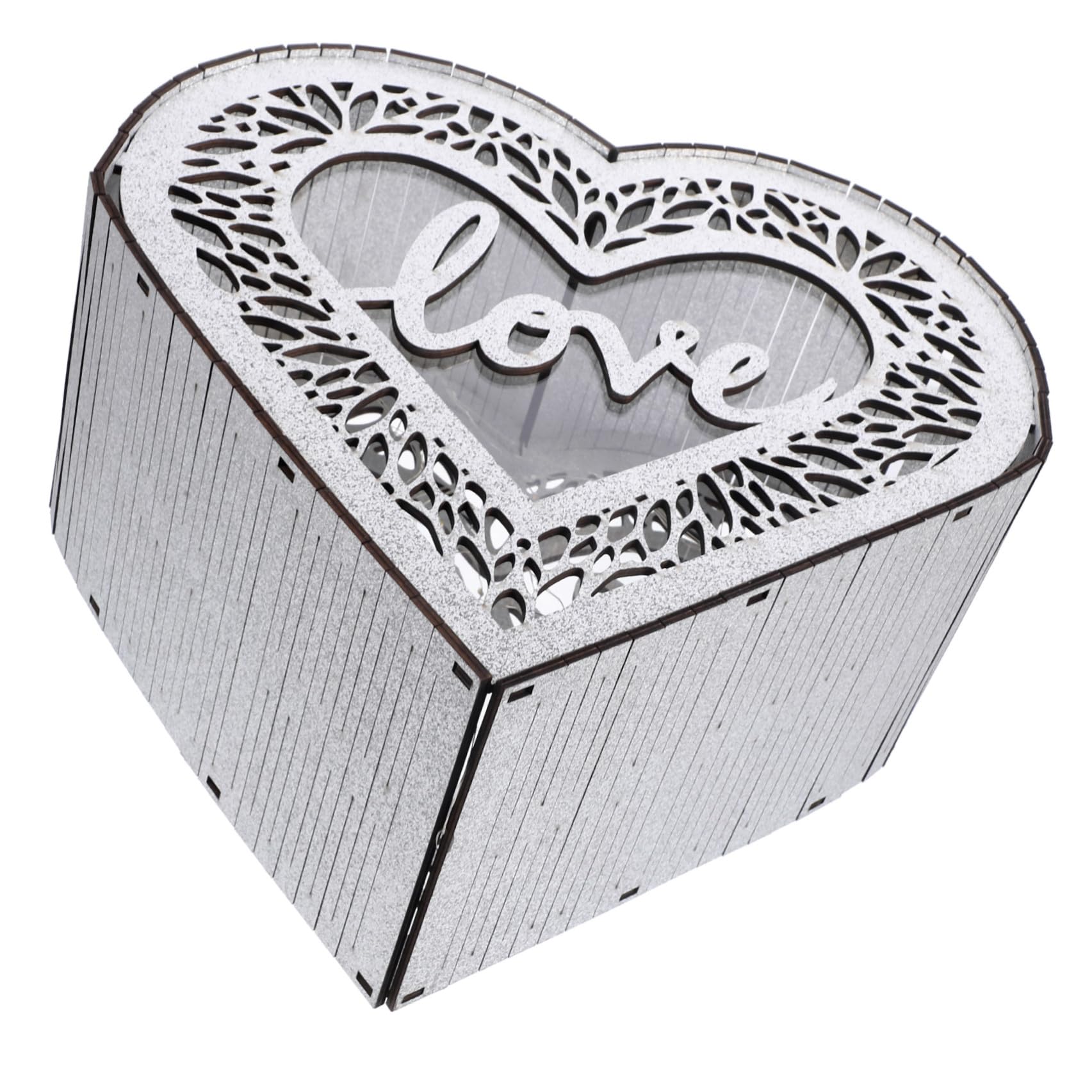 KALLORY Scatola per Contenere Biglietti per di in e a Legno Cuore Forma Rustico Grande Capacità Buste e Piccoli Oggetti Decorazioni Matrimonio e Ricevimento